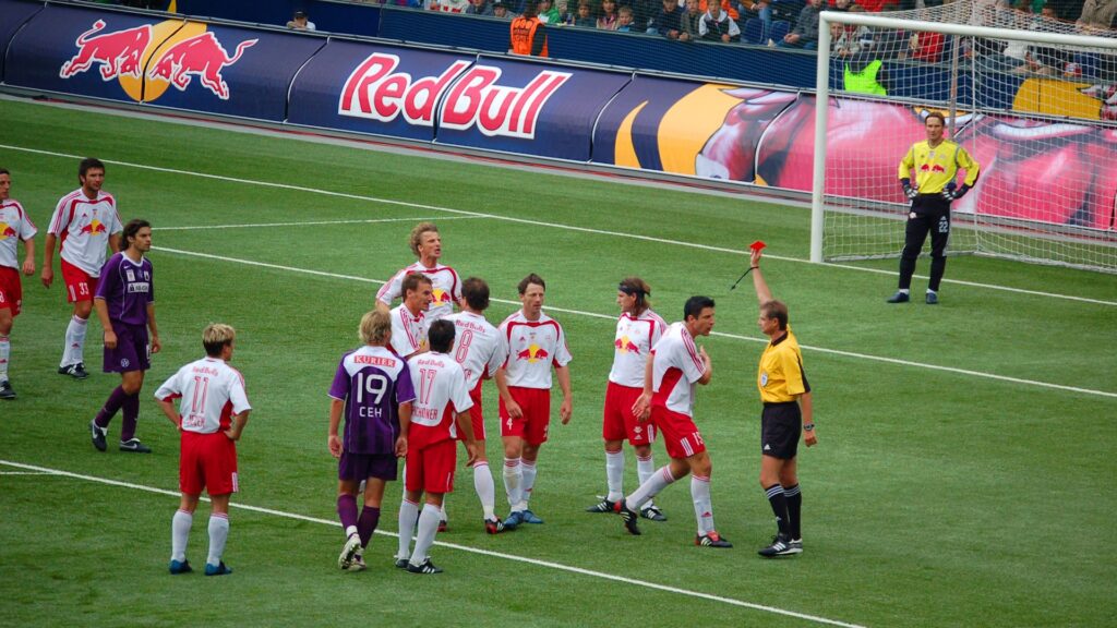 Referee showing a red card