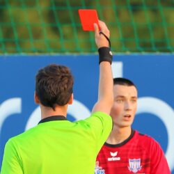 Referee showing a red card
