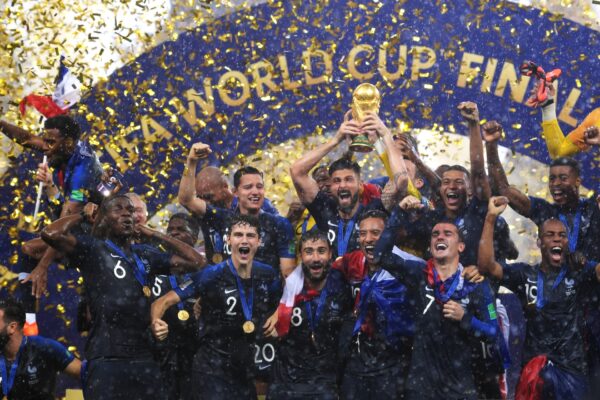 France national football team holding the World Cup trophy